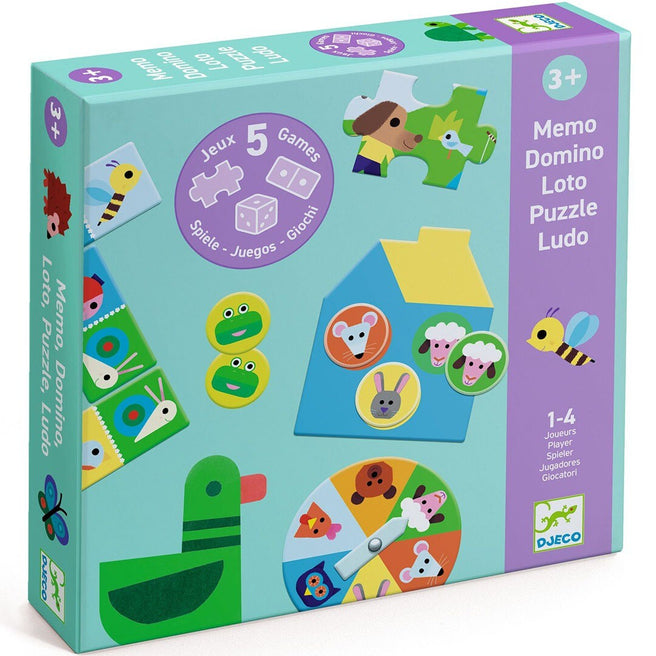 djeco spelletjesdoos 5-in-1 - at the farm | DJ08275 | 0