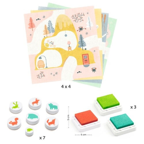 djeco stempels en stempelkaarten bosdieren | DJ09953 | 1