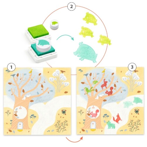 djeco stempels en stempelkaarten bosdieren | DJ09953 | 2