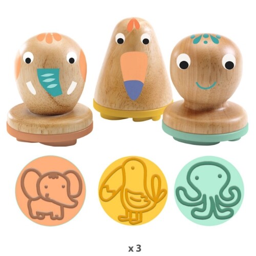 djeco stempels voor boetseerklei - myplastistamps - 3st | DJ09034 | 1