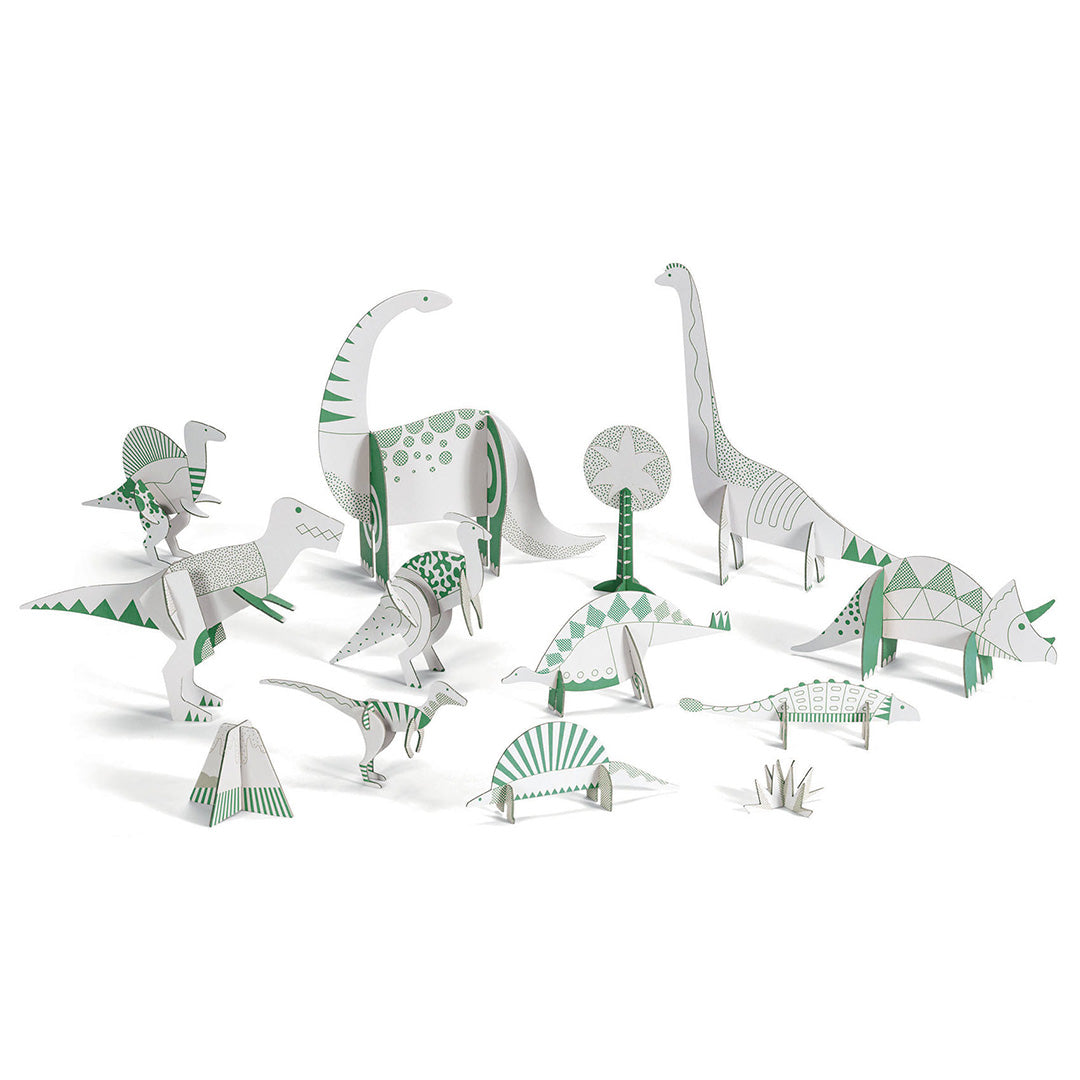 djeco 3D  kleurplaat speelfiguren - dinosaurussen | DJ08004 | 4