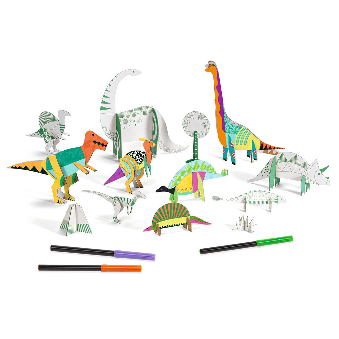 djeco 3D  kleurplaat speelfiguren - dinosaurussen | DJ08004 | 1