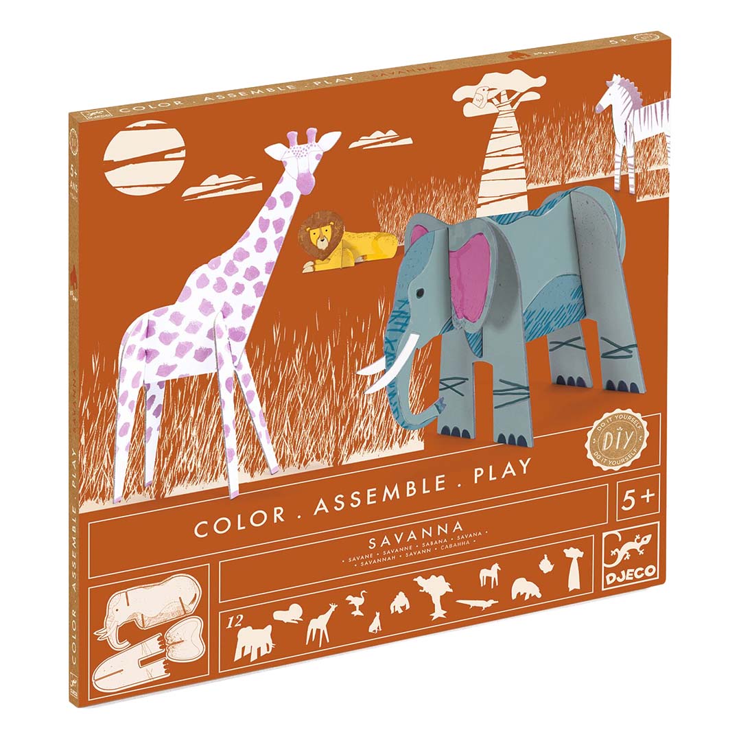 djeco coloriage 3D figurines - savane