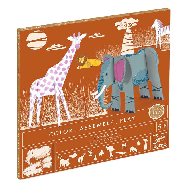 djeco coloriage 3D figurines - savane