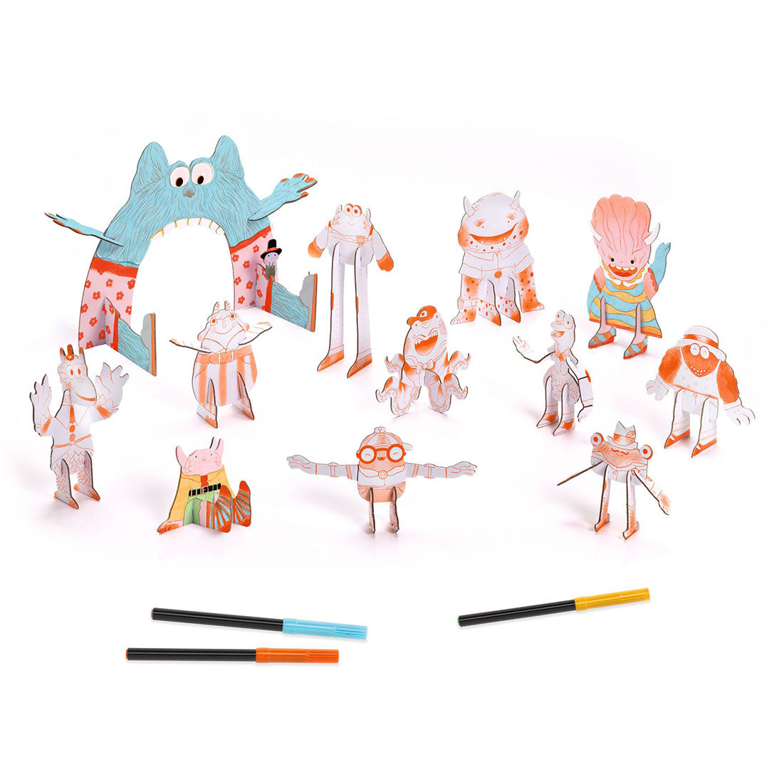 djeco coloriage 3D figurines - monstres mignons