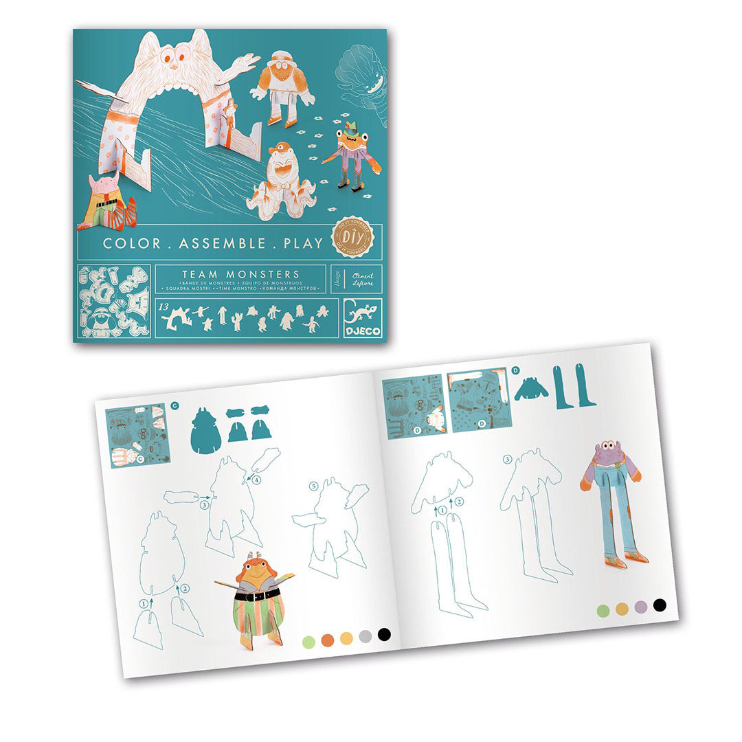 djeco coloriage 3D figurines - monstres mignons
