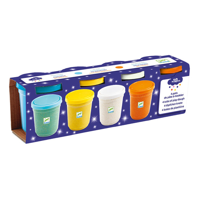 djeco 4 potjes boetseerklei - glitters | DJ09029 | 0