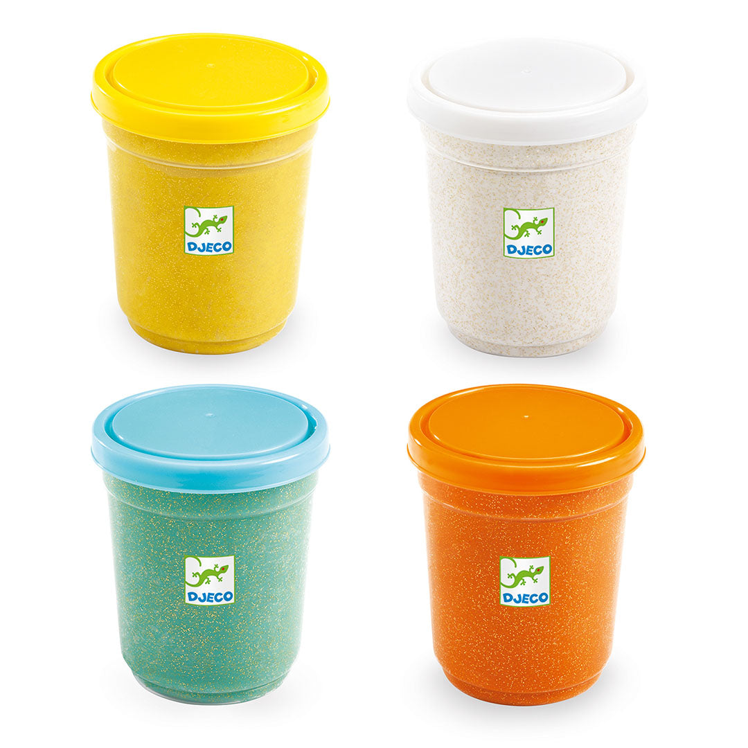 djeco 4 potjes boetseerklei - glitters | DJ09029 | 1