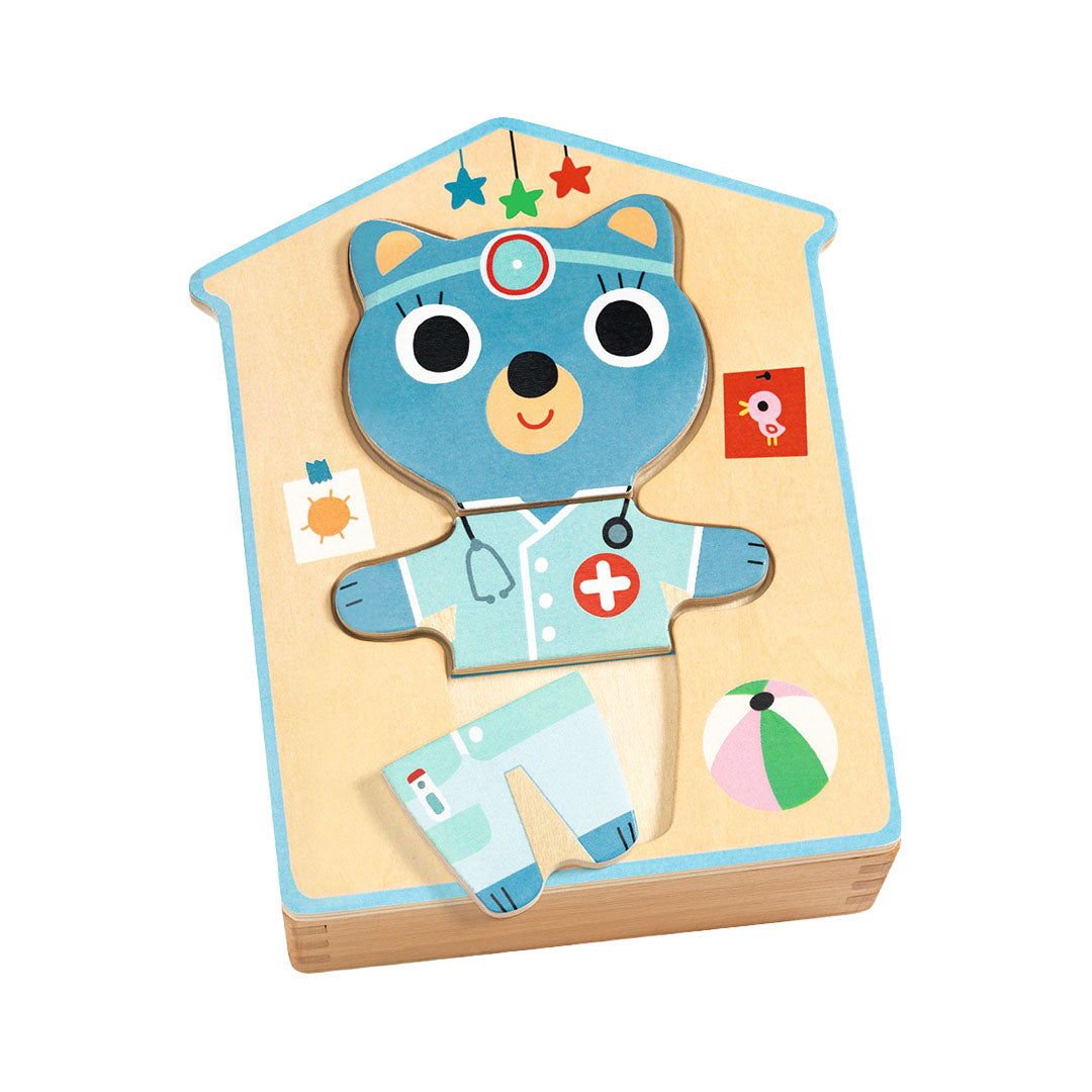 djeco puzzle à habiller (6x3 pièces)