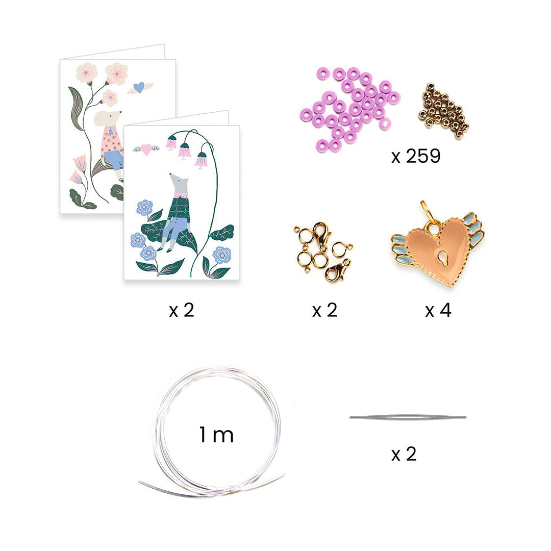 djeco armbandjes maken me & you - heart heishi