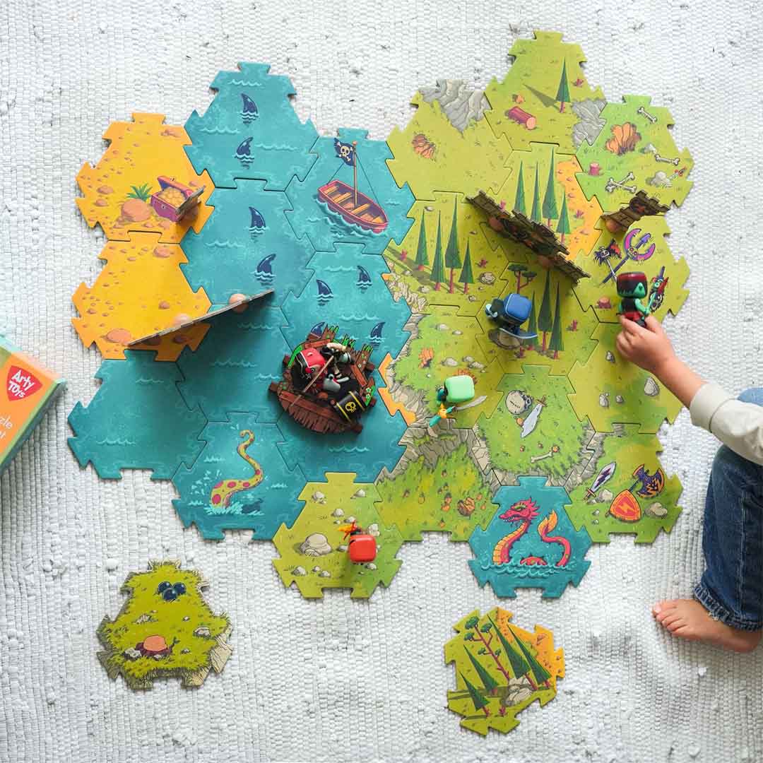 djeco arty toys - reuze puzzel - battle - 30st