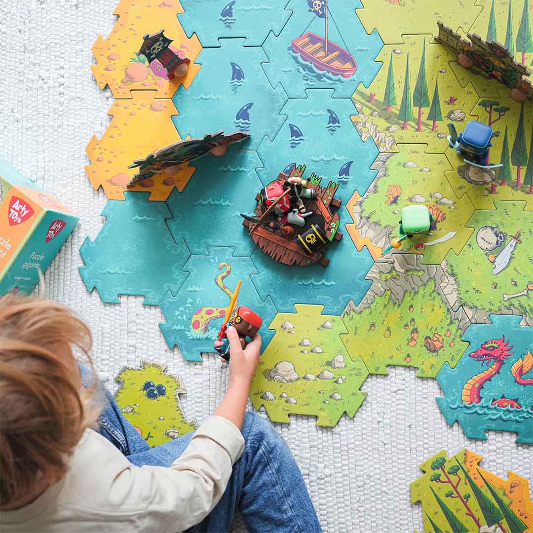 djeco arty toys - reuze puzzel - battle - 30st