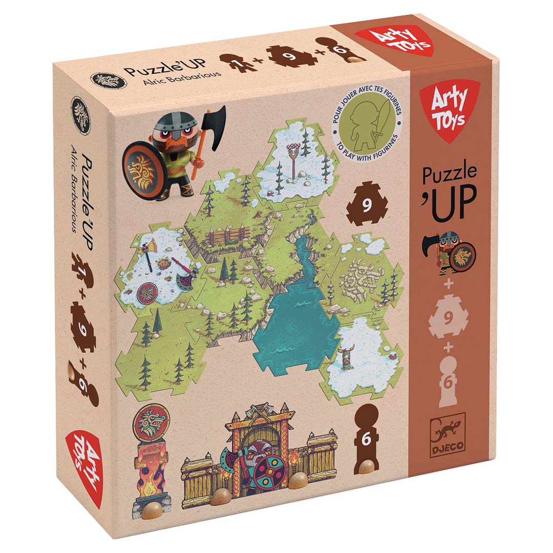 djeco puzzle géant arty toys puzzl'up alric barbarious - 16 pièces