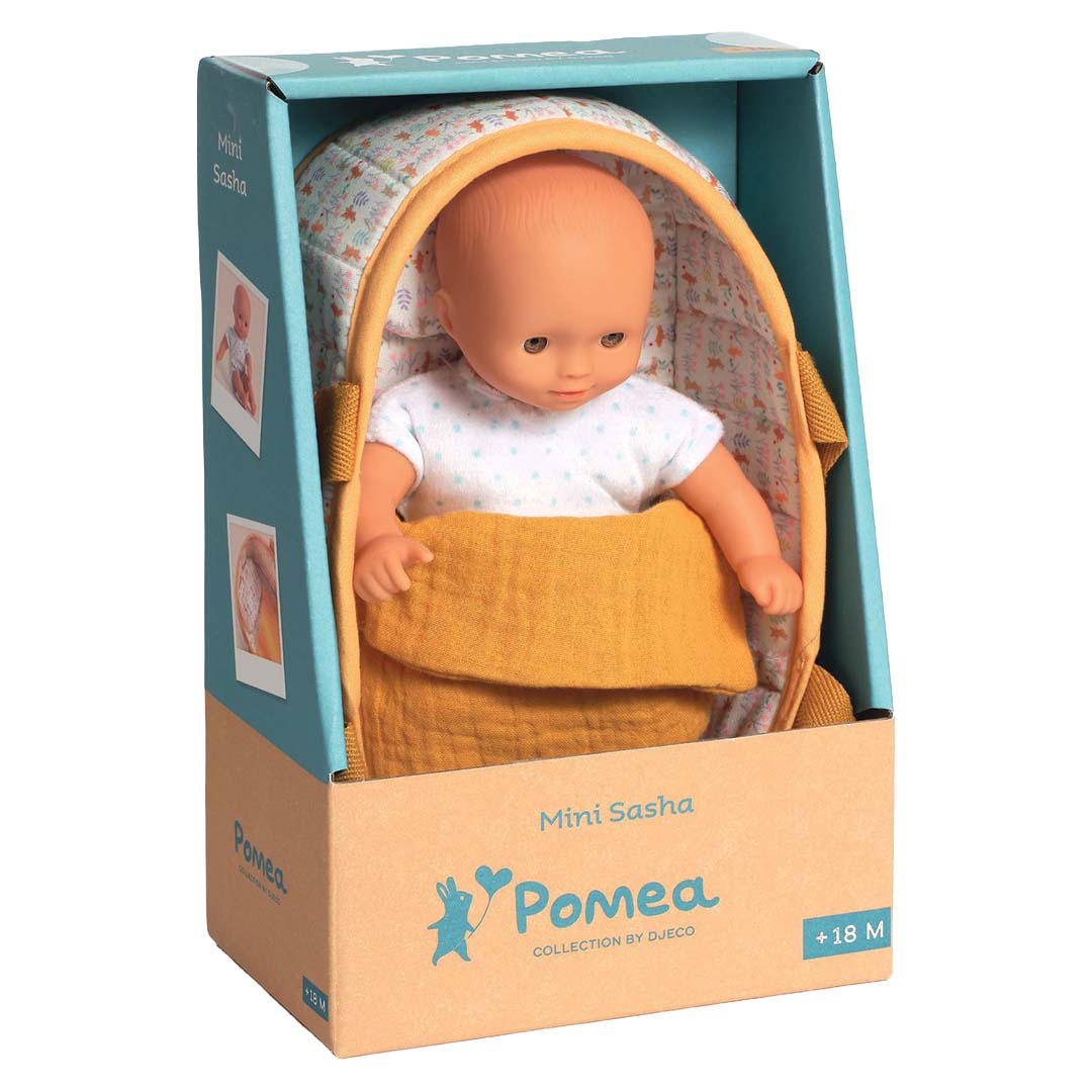 djeco poupée bébé pomea - mini sasha - 20 cm