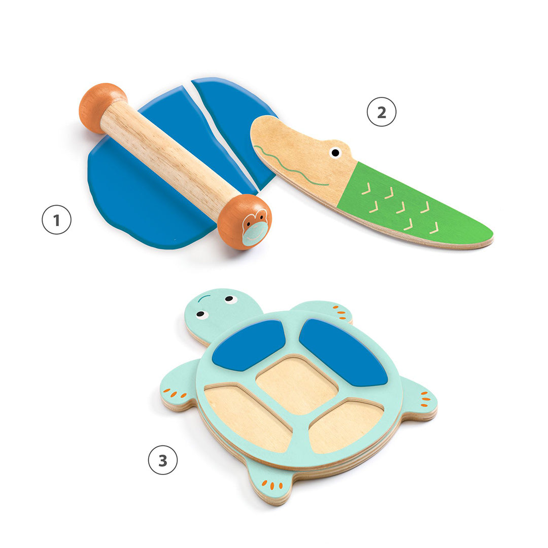 djeco pâte à modeler avec outils myplastijungle - 4 pièces