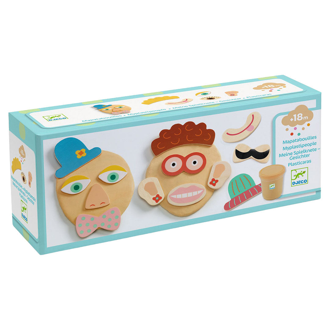 djeco boetseerklei met houten illustraties - myplastipeople - gezichten - 12st | DJ09031 | 0