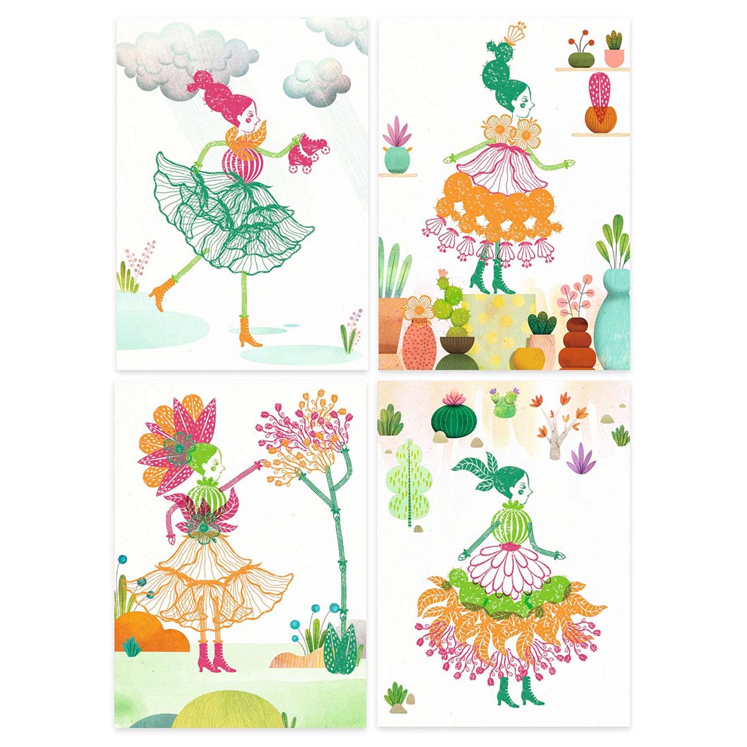 djeco creatief stempelen bloemenmeisjes