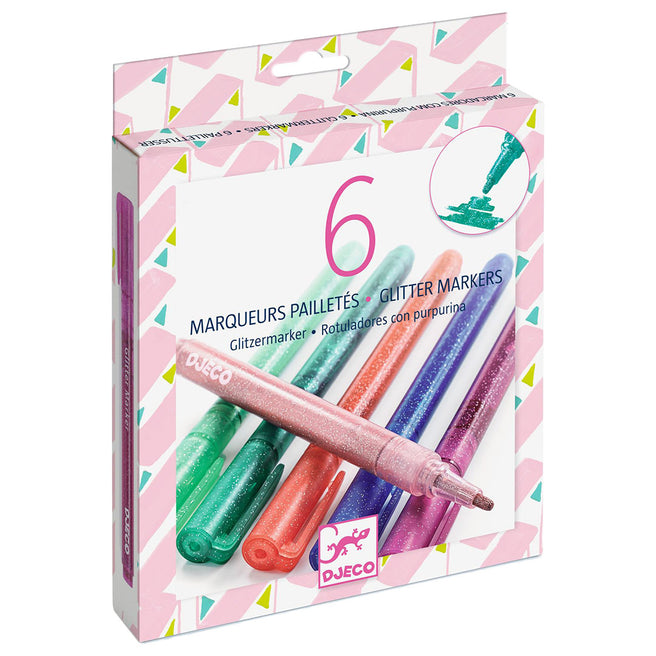 djeco feutres à paillettes - 6 pcs