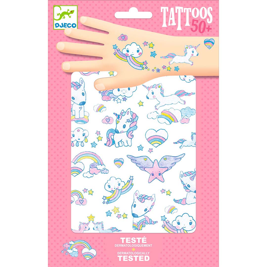 djeco tatouages à paillettes - licornes