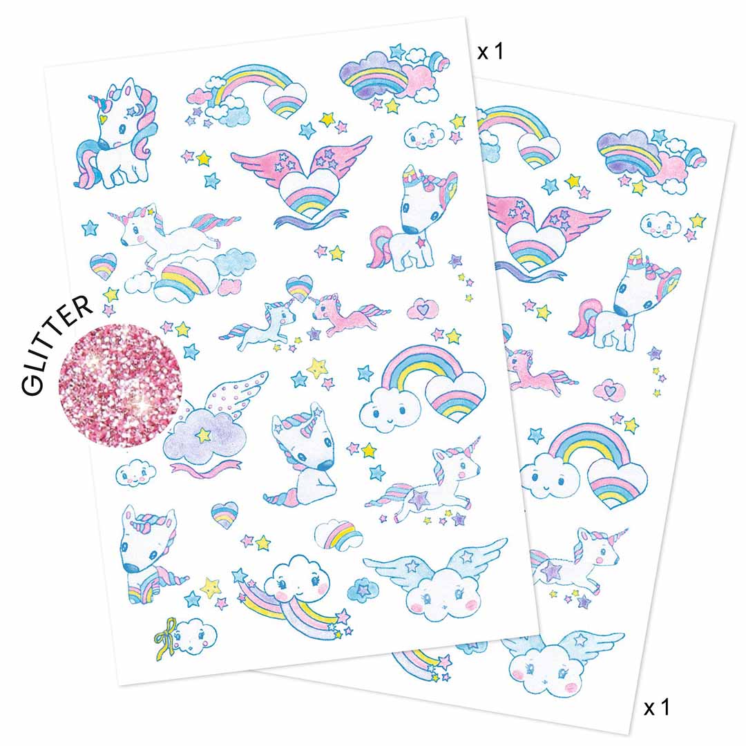 djeco tatouages à paillettes - licornes