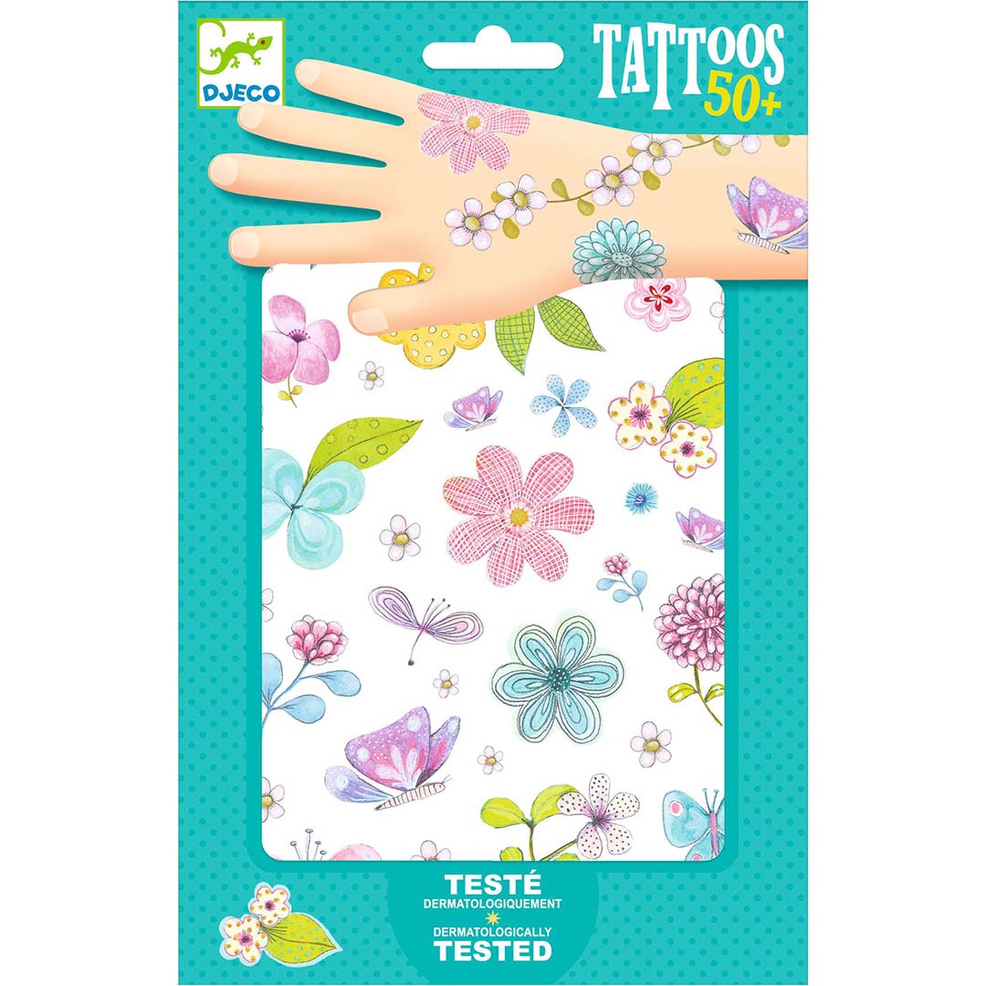 djeco tatouages ​​​​à paillettes - fleurs sauvages