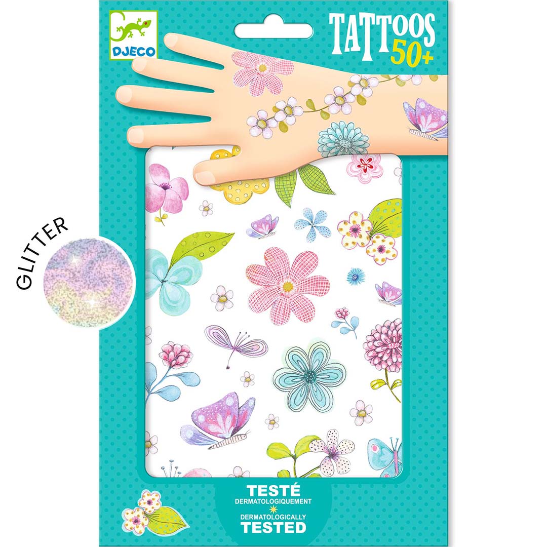 djeco tatouages ​​​​à paillettes - fleurs sauvages