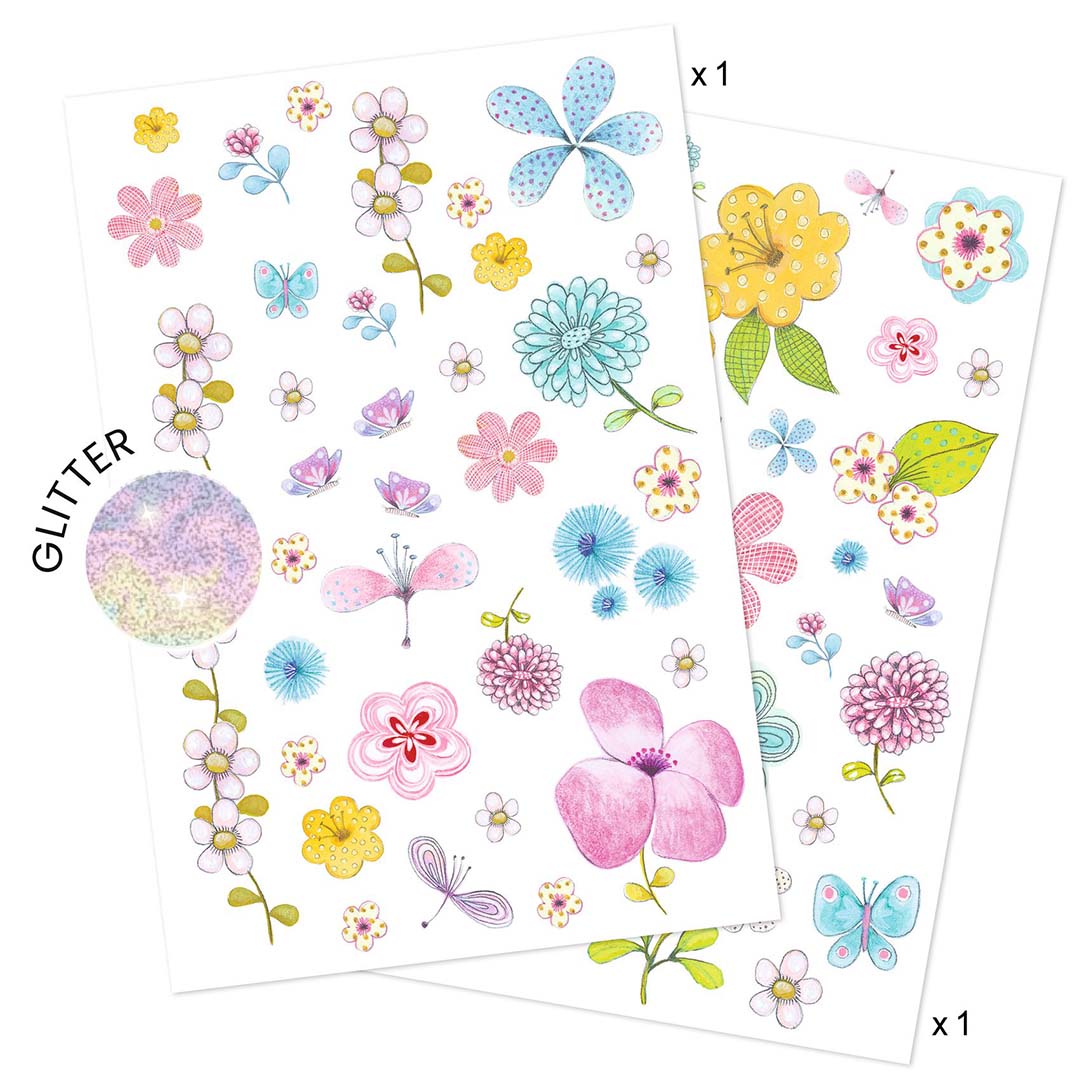 djeco tatouages ​​​​à paillettes - fleurs sauvages