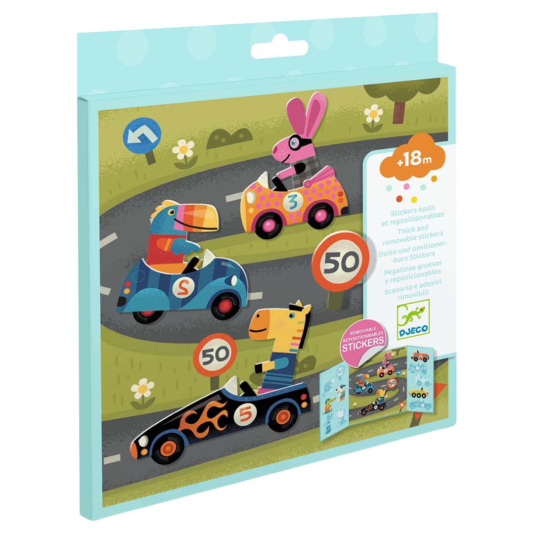 djeco herbruikbare stickers auto - 14st