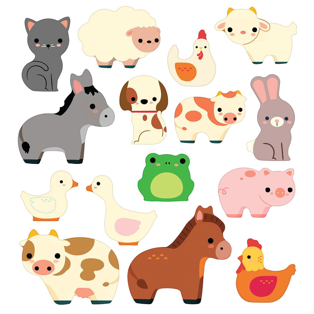 djeco autocollants repositionnables animaux de la ferme - 15 pcs