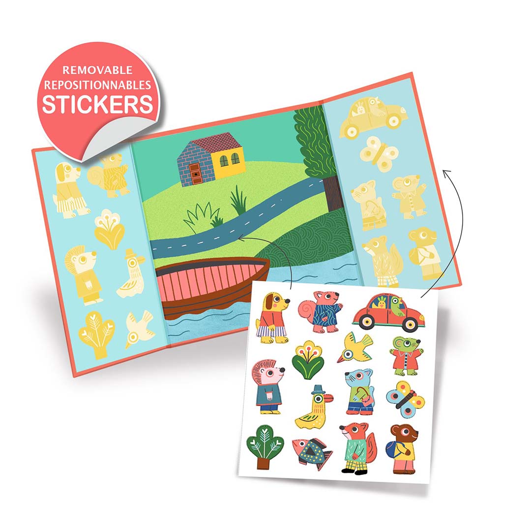 djeco herbruikbare stickers dieren - 14st | DJ09071 | 1