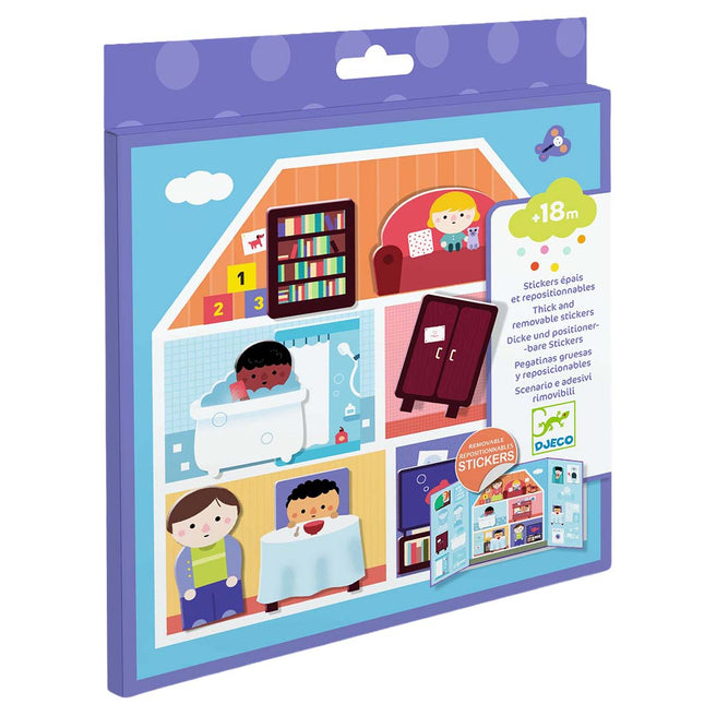 djeco stickers repositionnables maison - 14 pièces