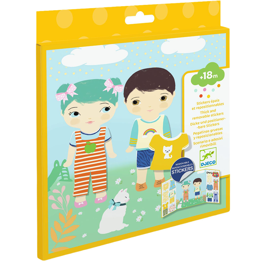 djeco herbruikbare stickers kleding - 14st
