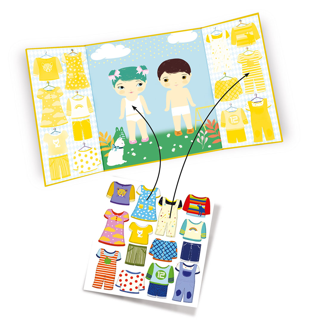 djeco herbruikbare stickers kleding - 14st