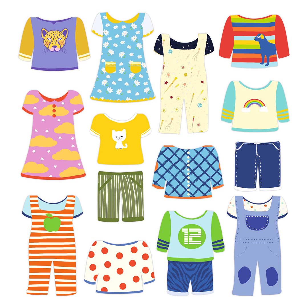 djeco herbruikbare stickers kleding - 14st