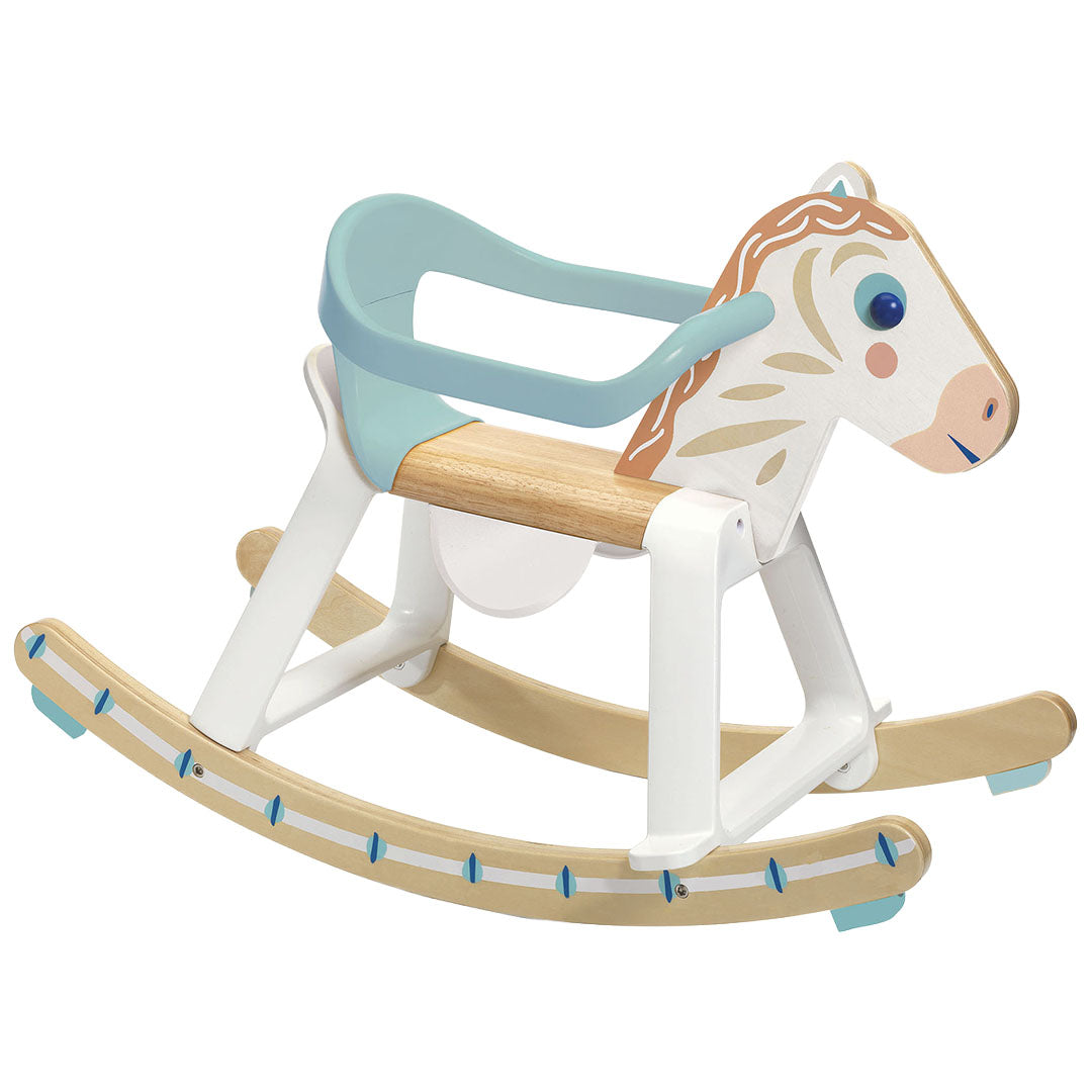 djeco cheval à bascule avec dossier pastel
