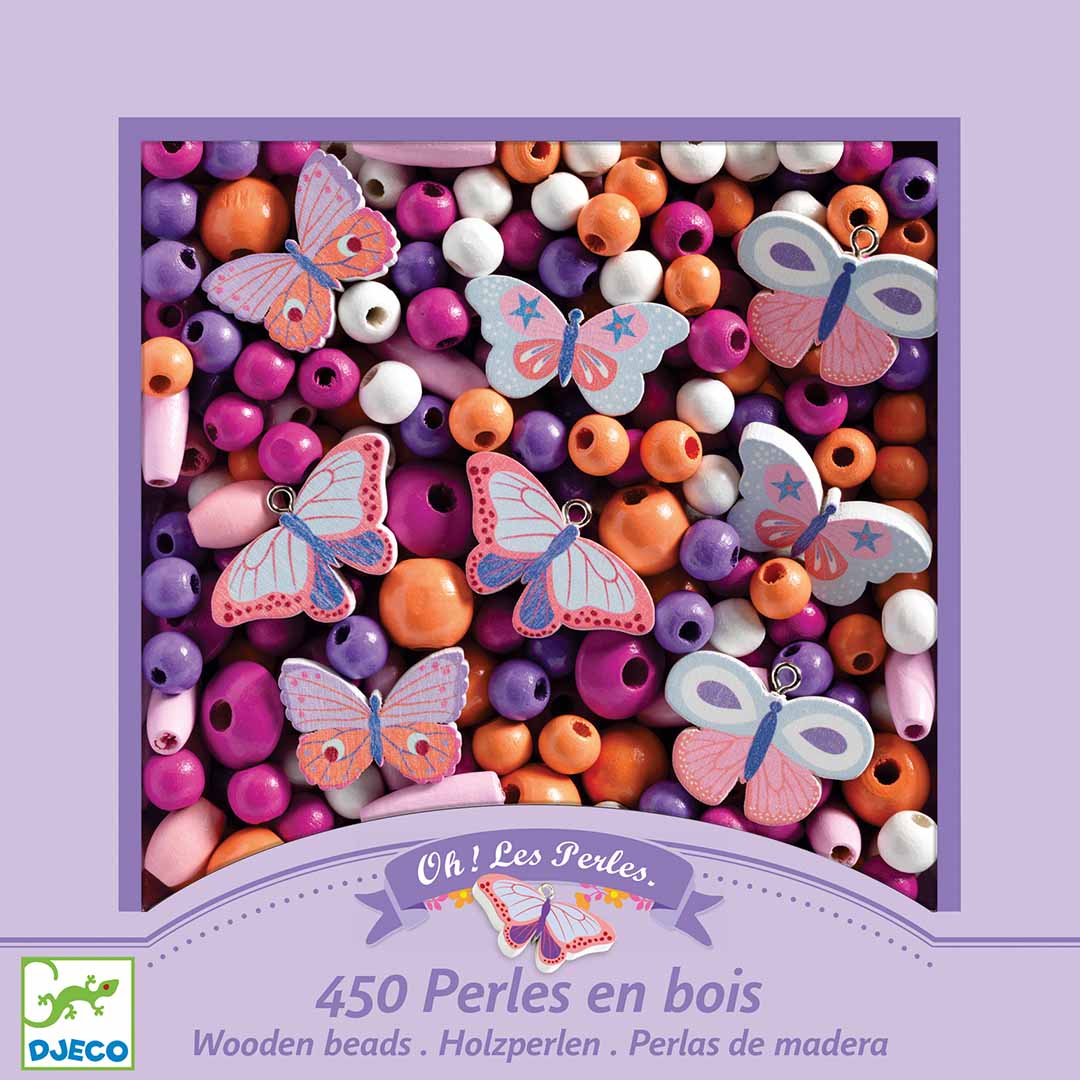 djeco houten kralen - vlinders | DJ09810 | 3