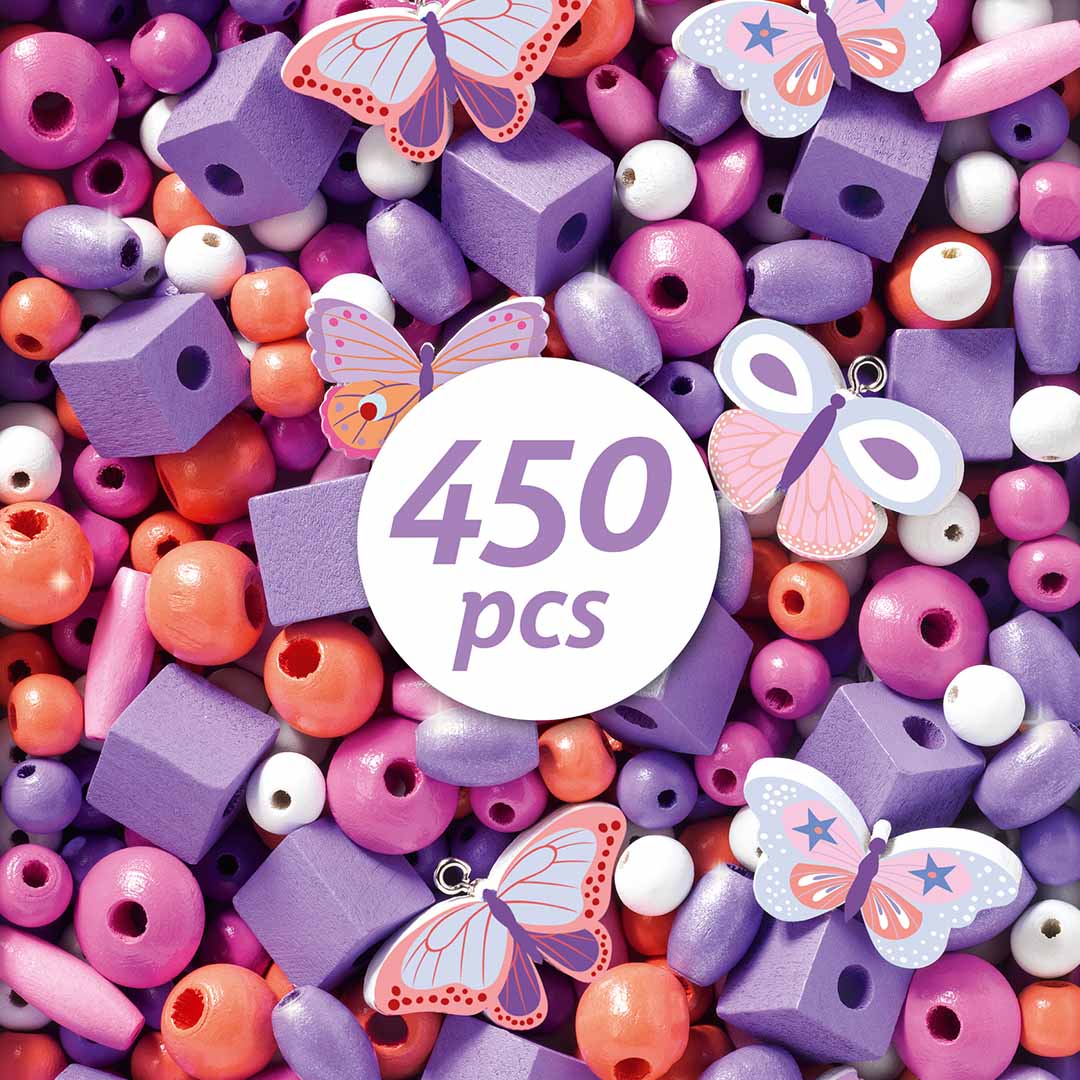 djeco houten kralen - vlinders | DJ09810 | 2