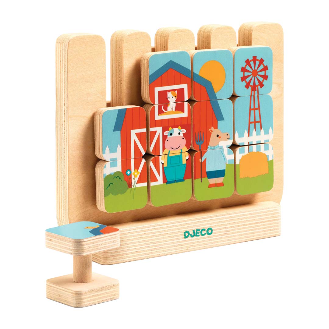 djeco puzzle en bois casamix - 2x12 pcs
