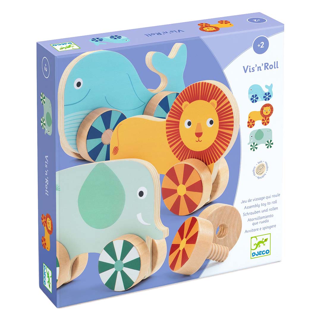 djeco houten puzzel dieren op wielen (15st) | DJ01684 | 1