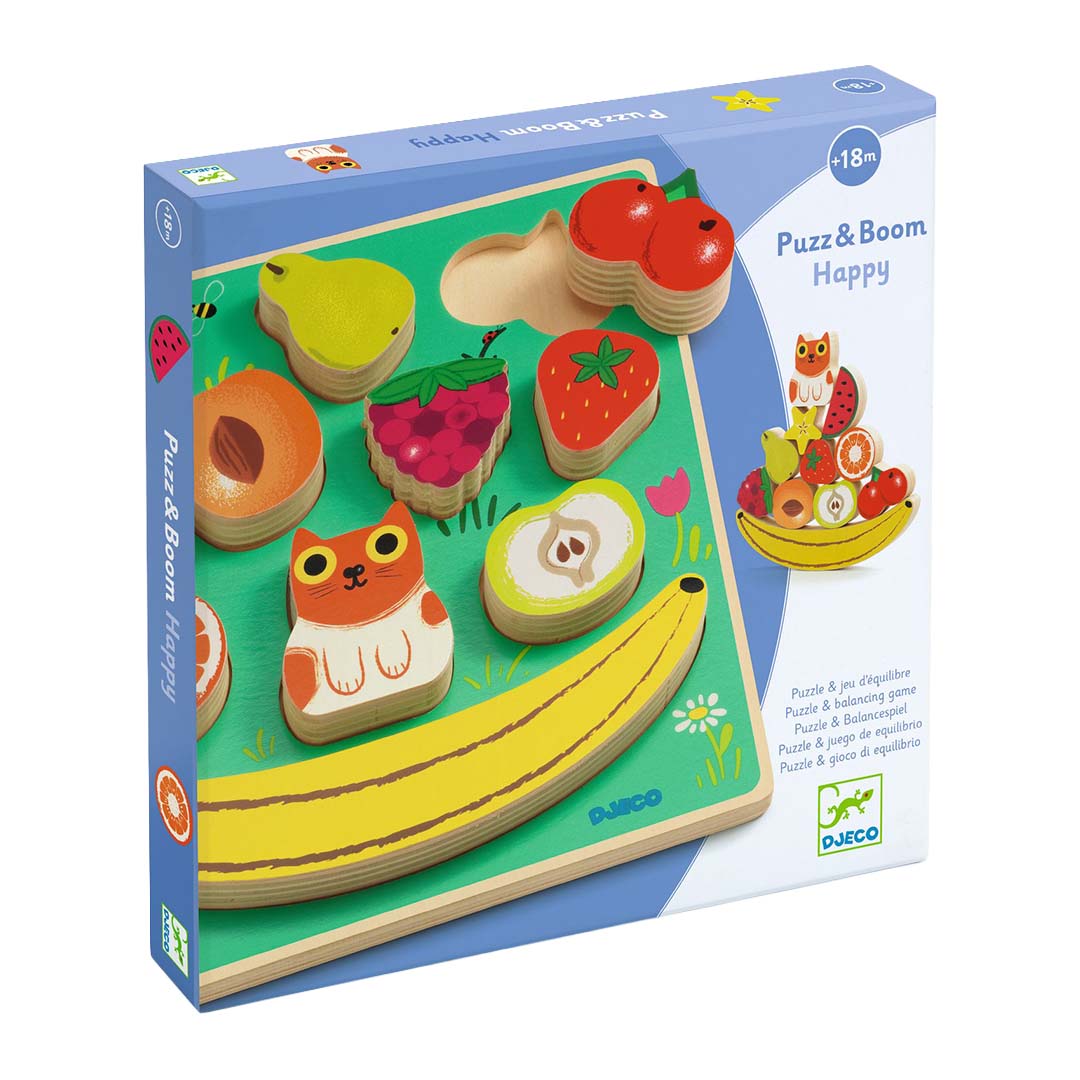 djeco houten puzzel en balanceerspel - happy - 11st