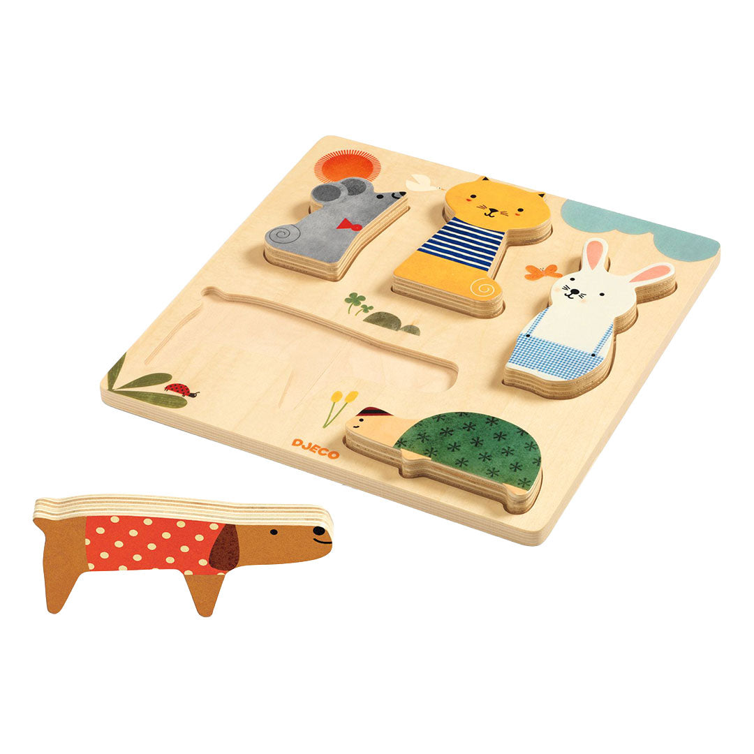 djeco houten puzzel huisdieren (5st) | DJ01051 | 3