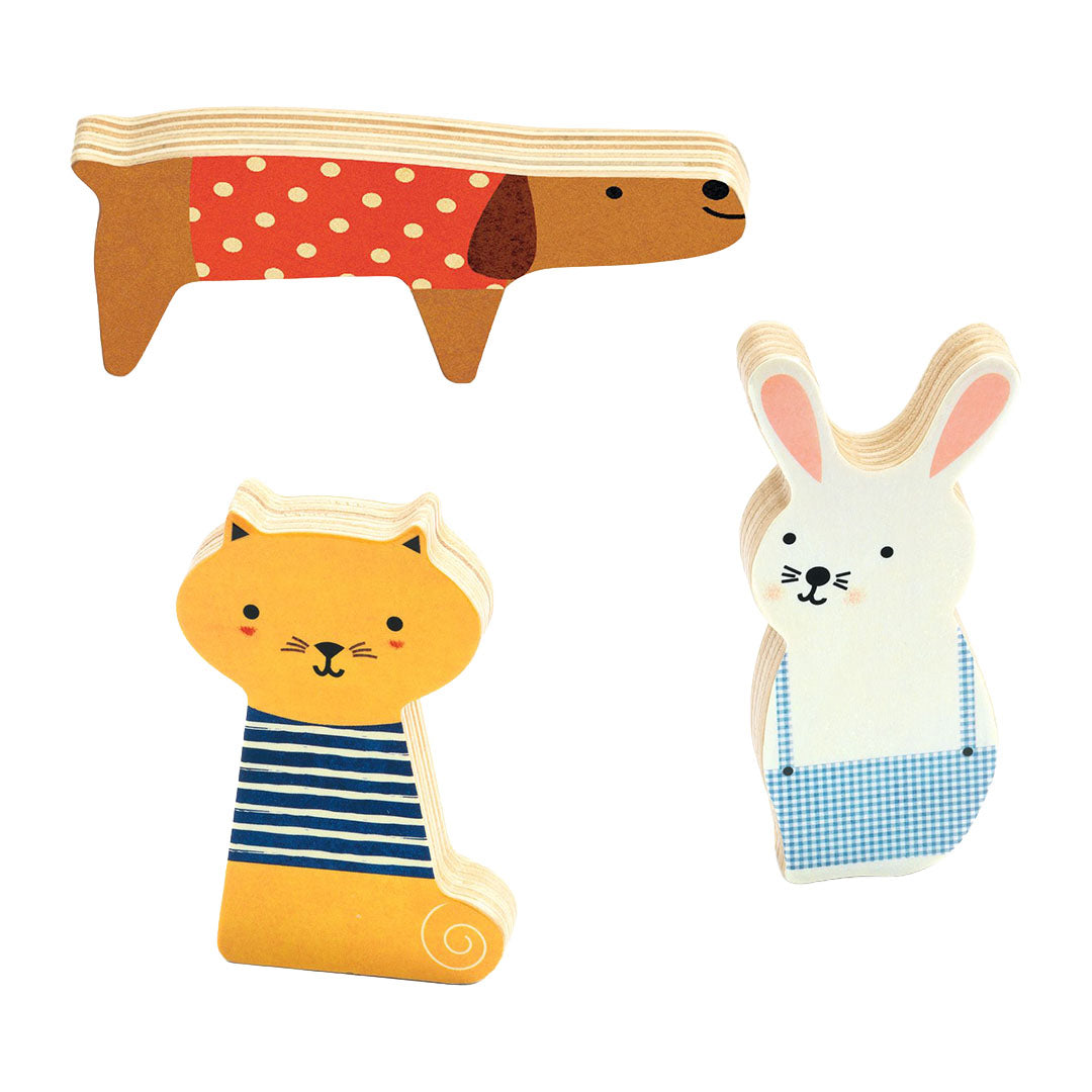 djeco houten puzzel huisdieren (5st) | DJ01051 | 2