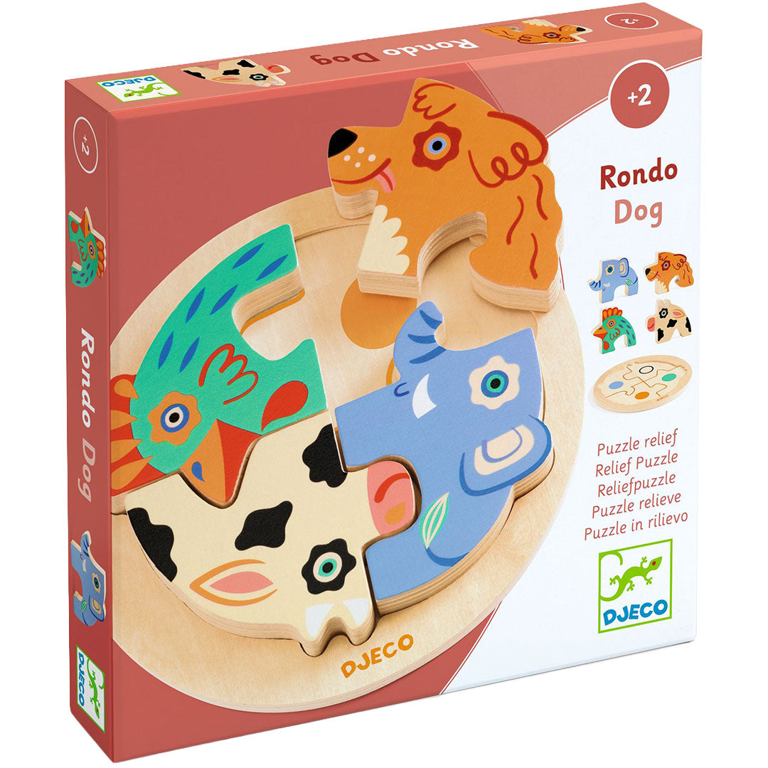 djeco houten puzzel rondo dog - 4st | DJ01105 | 0
