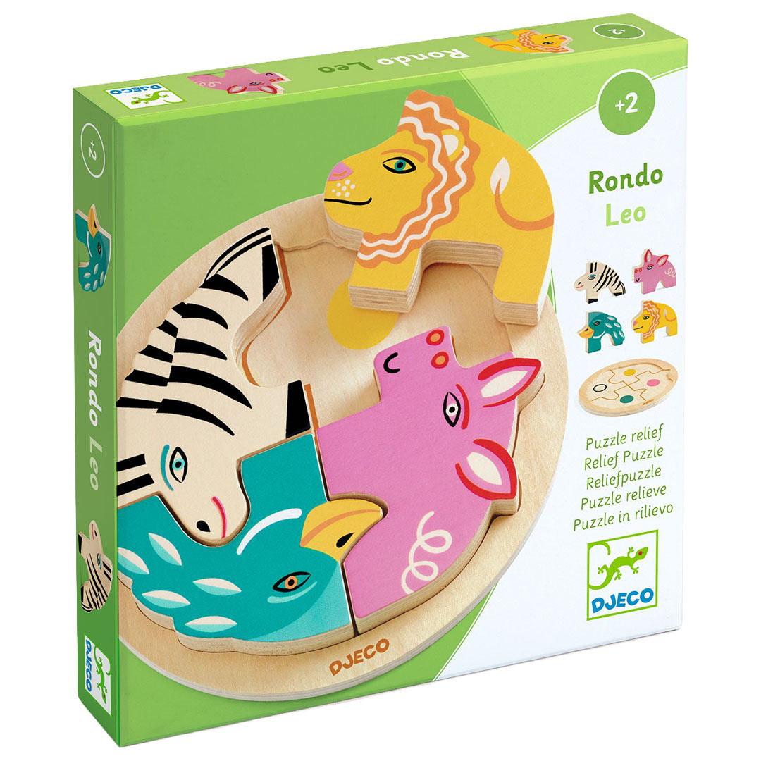 djeco houten puzzel rondo leo - 4st | DJ01107 | 0