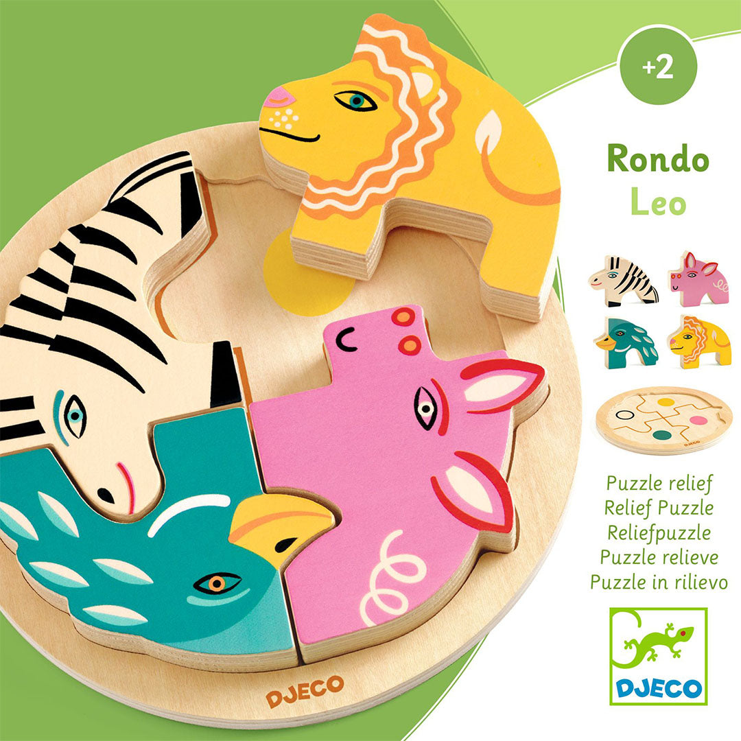 djeco houten puzzel rondo leo - 4st | DJ01107 | 3
