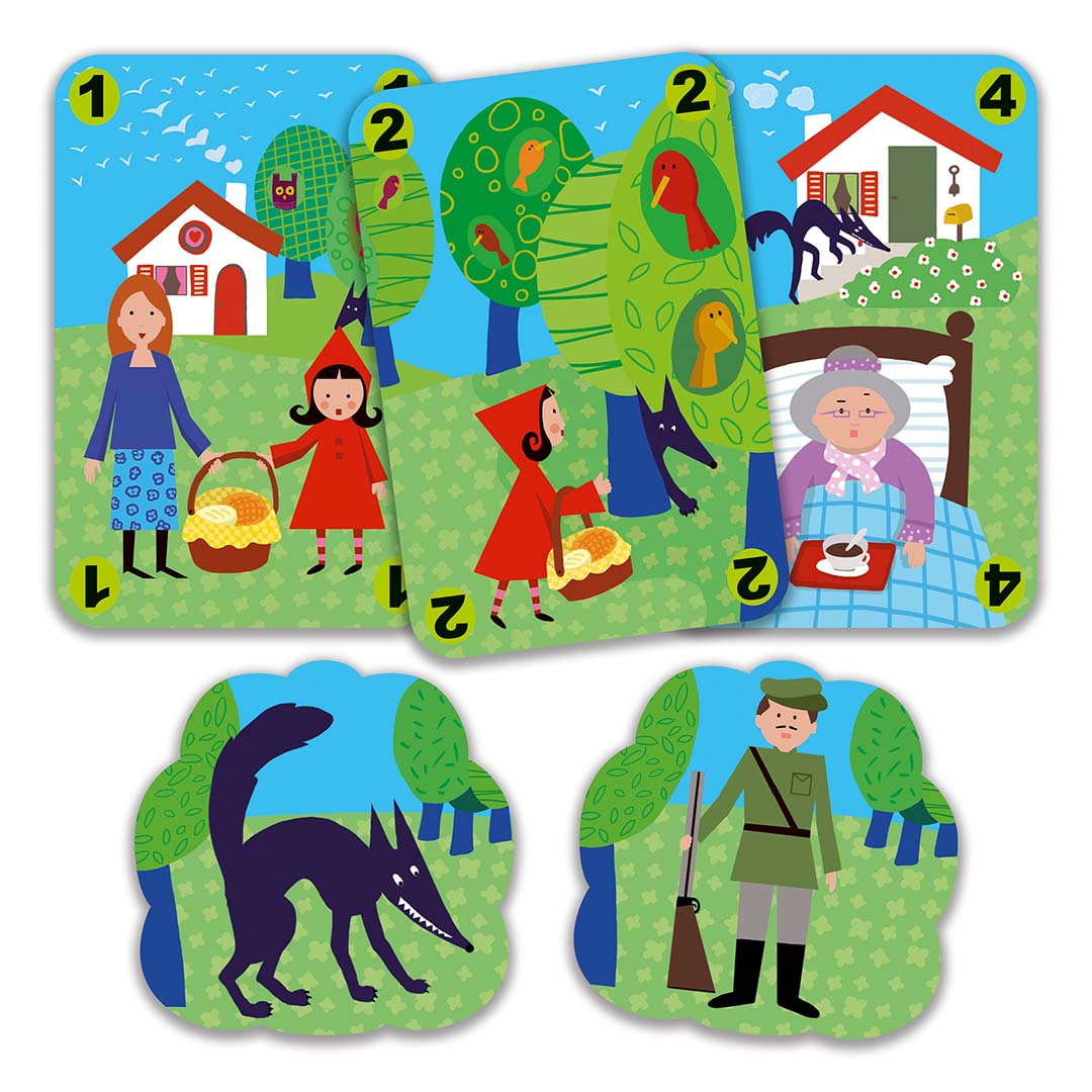 djeco jeu de cartes mechanlou - le petit chaperon rouge