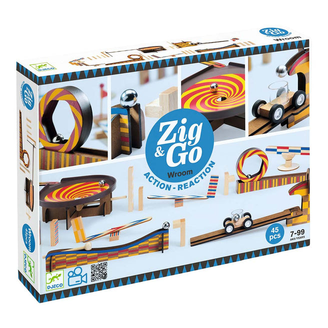 djeco jeu de réaction en chaîne zig & go - 45 pcs
