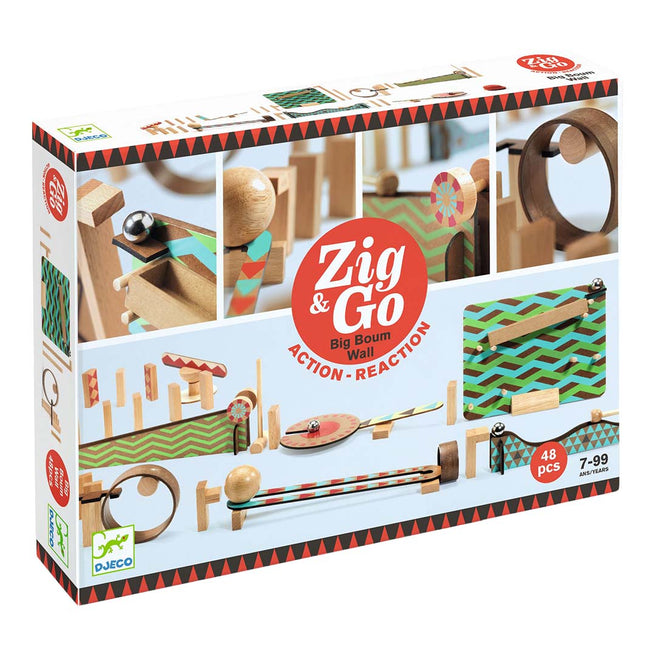 djeco jeu de réaction en chaîne zig & go - 48 pcs