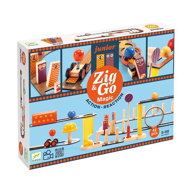 djeco jeu de réaction en chaîne zig & go junior - magic - 43 pcs