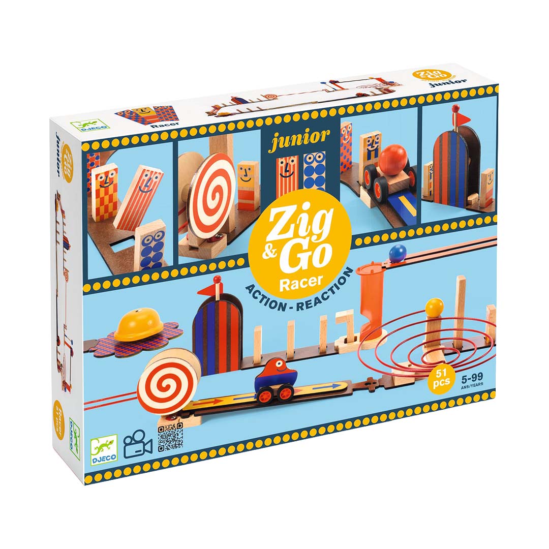 djeco jeu de réaction en chaîne zig & go junior - racer - 51 pcs